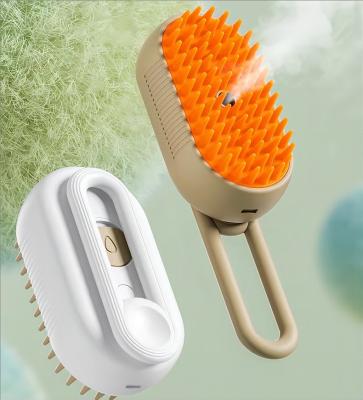 China Pet Hair Removal Steam Brush Grooming 3 In 1 Folder Handle Comb De-fluffing Cat Combs for sale