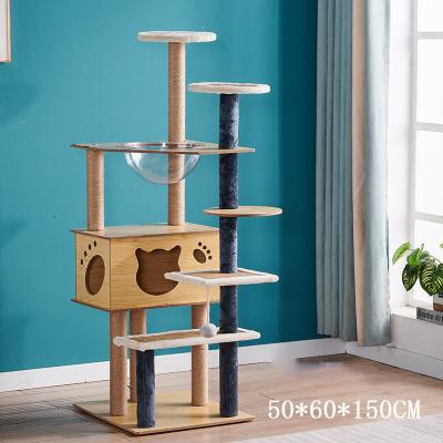 China Cat ToysCustom Sizes Wooden Cat Tree with Scratcher Houses and Playing for sale