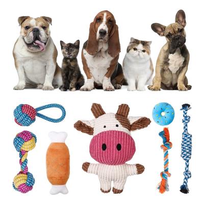 China Cat Sound Plush Toy Set Silicone Rope Interactive Plush Dog Toys for sale