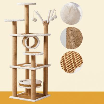 China Mehrstufiges Katzenbaumhaus Krabbelpfosten Schwerlast mit Sisal Seil Katzen Turm Spalte Klettern Baum Katzen Traum Spielbereich zu verkaufen