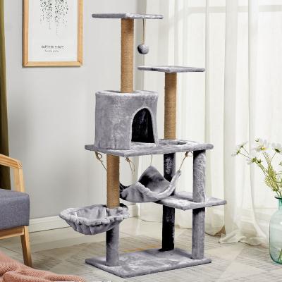 China Multilayer Cat Climbing Tower SISAL MDF Cat Scratching Poles Trees for sale