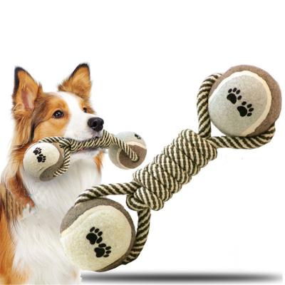 China Dog Rope Toy  Medium And Larg Toy Dumbbells Tennis Ball Cotton Rope Dog Chew Toy for sale