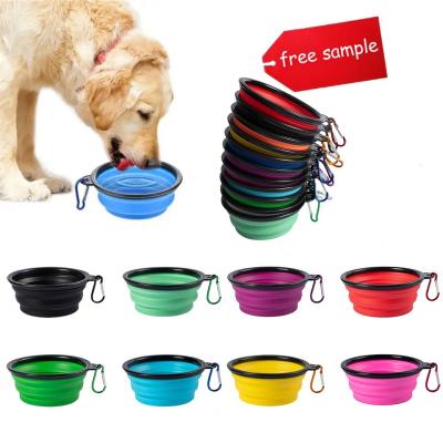 China Pet Bowls Collapsible TPE Foldable Silicone Dog Food Feeding Bowl Travel Rounded Item Type for sale