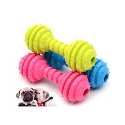 China Cão mastigar brinquedo forma de osso TPR animal de estimação cão brinquedo barbell preenchido para seu amigo peludo à venda