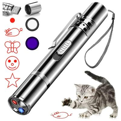 China Purple Red White Laser Cat Teaser Interactive Toy Rechargeable Cat Toys for sale