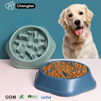 China Pet Slow Feeder Dog Bowl Plastic Anti-Gulping Food Plate Feeding Dogs and Cats Bowls for sale