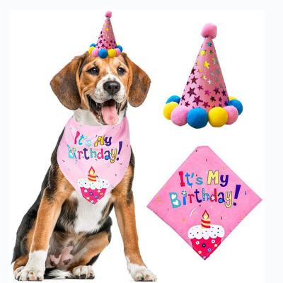 Chine Pet Party Décoration Set Chien Bandana Chapeau Cravate Ballons fournitures Happy Cake Topper Tissu à vendre