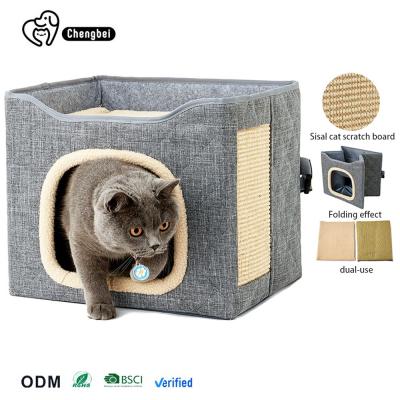 China Double Layer Cat Cube Nest Pet Warm Sleeping Beds Folding Cat House Dogs Cats Small Animals for sale