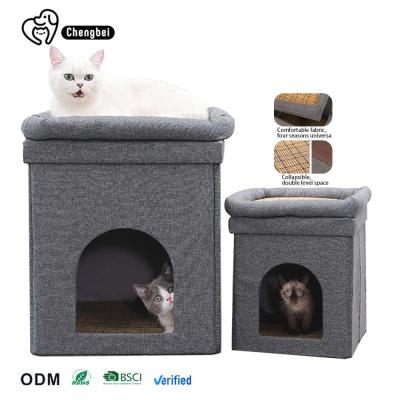 Chine Cadre d'escalade pour chat plié double plate-forme de poubelle de poubelle de chat fraîche luxueuse et confortable à vendre