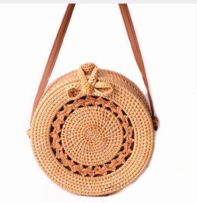 China New Fashion DesignFashion Cheap Round Shape Summer Weave Handbag Bohemian Straw Beach Bag Shoulder for sale