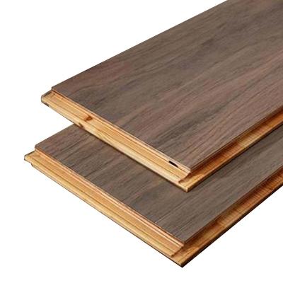 China New modern three-layer black walnut waterproof and wear-resistant solid wood flooring for office and living room for sale