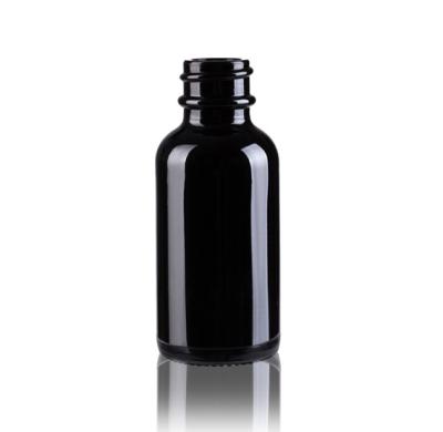 China Personal Care 1oz Black Glass Bottle Boston Bottle For Essential Oil for sale