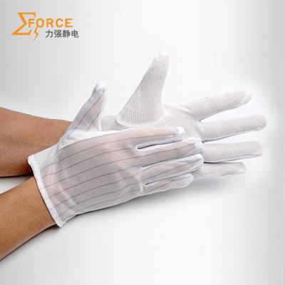 China With PVC dots white color ESD polyester glove with PVC dots for cleanroom for sale