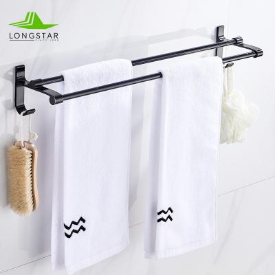 China With Hook Longstar Glue Rack Wall Towel Rack Bathroom Without Drilling With Accessories Sliver Gold Bath Towel Rack Shelf for sale