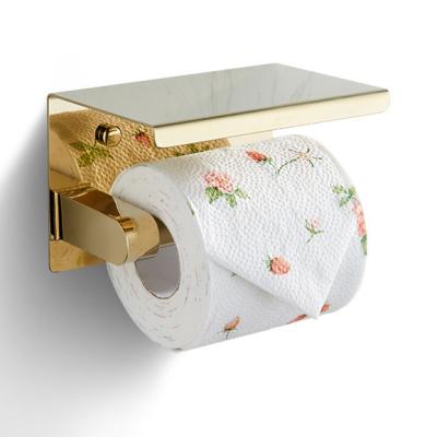 China Longstar Hotselling Modern Wall Mounted Gold Toilet Paper Holder 2023 with Larger Phone Shelf with 3 Different Types for sale