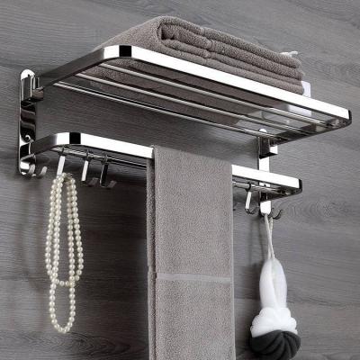 China With Hook Longstar 304 Stainless Steel Bathroom Shelf Wall Towel Rack With Installation Accessories Gold Bath Towel Rack Shelf NO--punch for sale