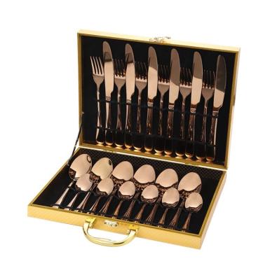 China Western Classic Stocked Plated 430 Rose Gold Stainless Steel Kitchenware Knife Set Tableware Fork And Knife Set for sale