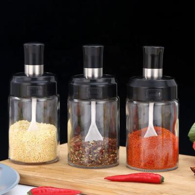 China Hot Sale 250ml Freshness Preservation Borosilicate Kitchen Luxury Empty Spice Glass Jar Glass Seasoning Bottle For Salt Oil Honey for sale