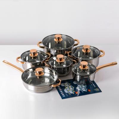 China High Quality Multifunctional Kitchen Stocked Cooking Pot Set Stainless Steel Cookware Pots Cooking 12 Pcs Cookware Set for sale