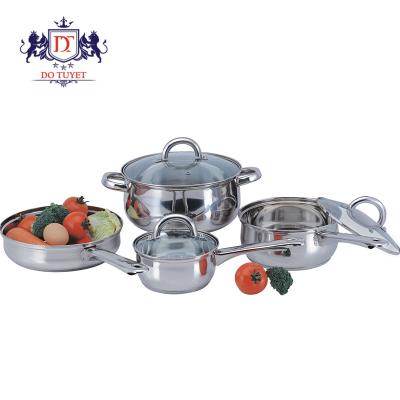 China Sustainable Kitchenware Pot Oblique Angle Stainless Steel Cookware Sets Non Stick Pot Set Cooking for sale