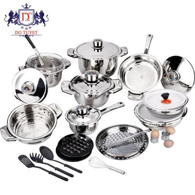 China Contemporary Style Sustainable Cook Set Pots Pans Sets Stainless Steel Cookware Set Cookware 26Pcs for sale