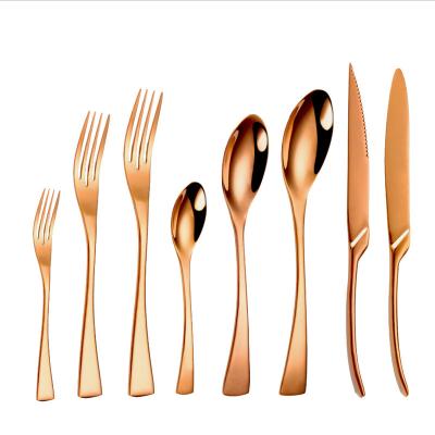 China KAYA Stainless Steel Knife Spoon Viable Bulk Fork Royal Rose Gold Plated Hotel Cutlery Set for sale