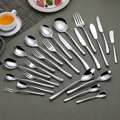 China Sustainable Stainless Steel Dinner Knife Dessert Fork Tea Spoon Dinnerware Set Flatware Serving Set for sale