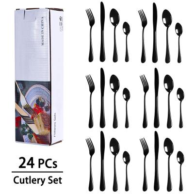 China Sustainable Amazon Hot Selling 24 Pieces Stainless Steel Cutlery Sets Service For 6 Person Dinnerware Set for sale