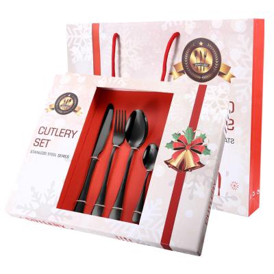 China Sustainable Hot Selling Gift Box Package 24 Pcs Stainless Steel Cutlery Set For Christmas for sale