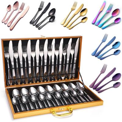 China Viable Wedding 36 Pieces Flatware Set Knife Fork Spoon Dinner Set Stainless Steel Cutlery Set With Gift Box for sale