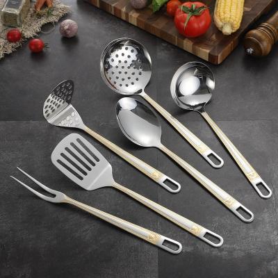 China Sustainable 6 Pieces Gold Plated Kitchen Cooking Tools Utensils Set Restaurant Kitchen Dinnerware Set for sale