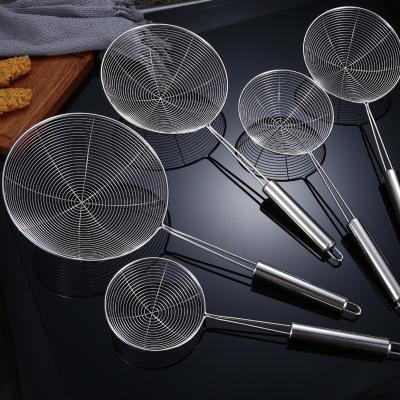 China Stainless Steel Spider Strainer Skimmer Pocket Kitchen Viable Cookware Wire Strainer Pasta Strainer Spoon for sale