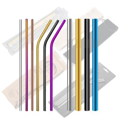 China Customized Reusable Metal Eco-Friendly Straw Eco Friendly Stainless Steel Drinking Straws Set for sale