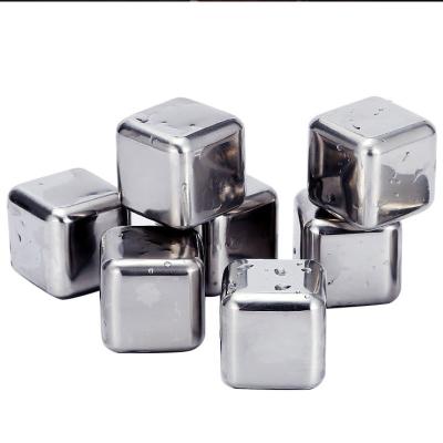 China 2/4/6/8/12 Pcs Stainless Steel Reusable Whiskey Ice Cube Sustainable Cooling Stone SS304 With Ice Tongs Bar for sale