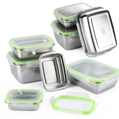 China SS304 Freshness Preservation Stainless Steel Food Containers Leakproof Lunch Box With PP Lid Storage Box for sale