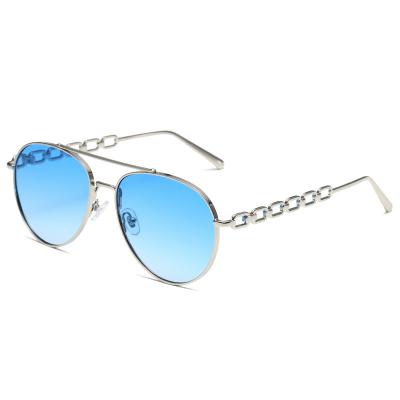 China Fashion Sunglasses Metal Sunglasses Women Brand Design Aviation Style Classic Arm Sunglasses Chain Men Oversized Custom Logo Sunglasses for sale