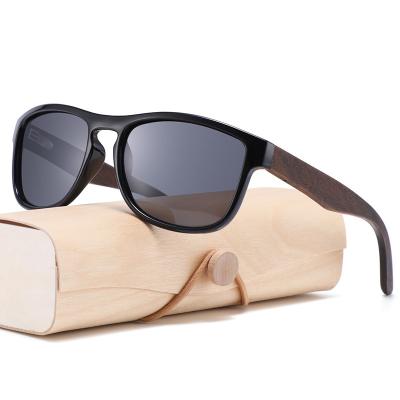 China Sports Sunglasses Natural Bamboo Wood Temple Polarized Eyewear Outdoors Driving TAC Mirror Lens Men Shades Black Sunglasses for sale