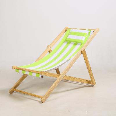 China QUAWE Japanese Colorful Fabric Sling Folding Adjustable Wooden Beach Lounge Chair for sale