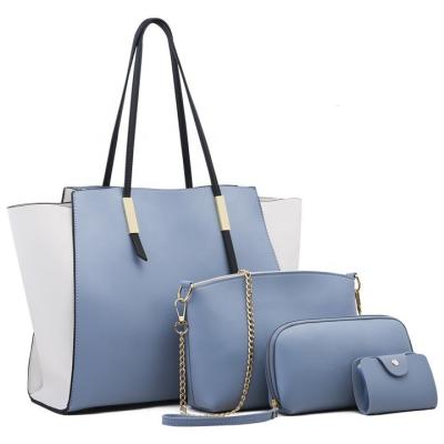 China Waterproof Splicing Color Contrast Large Capacity Women PVC Tote Bag Handbags For Shopping Dual Function Part for sale