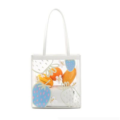 China Designer Jelly Bag Luxury Tote Handbag PVC Party Shopping Leisure Water Resistant New Cartoon Clear Plastic Fruit Set For Ladies for sale