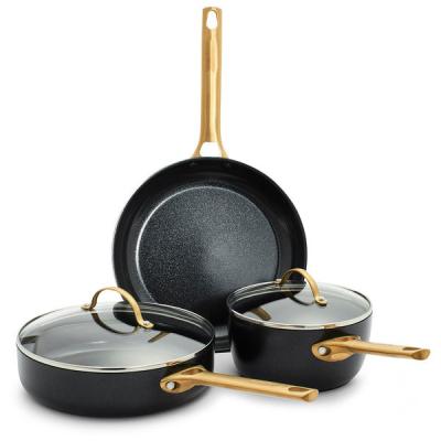 China Sustainable Cookware 5pcs Aluminum Ceramic Nonstick Pots and Pans Set for sale