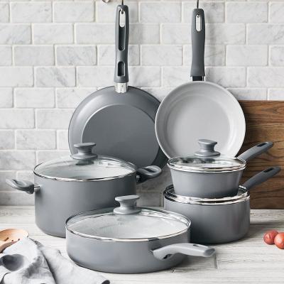 China Sustainable Wholesale High Quality Home Cookingware Set Nonstick Aluminum Cookware Set Cooking for sale