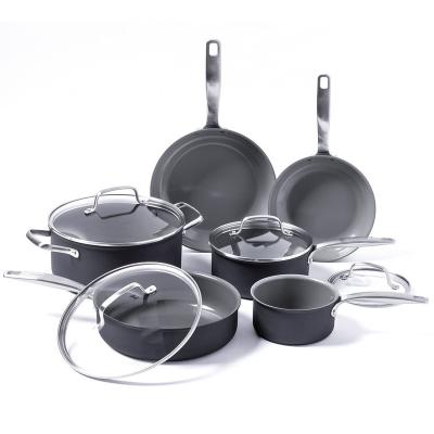 China 10pcs Amazon Sustainable Hot Sale Ceramic Masterclass Premium Non Stick Cooking Large Pots Cookware Set for sale