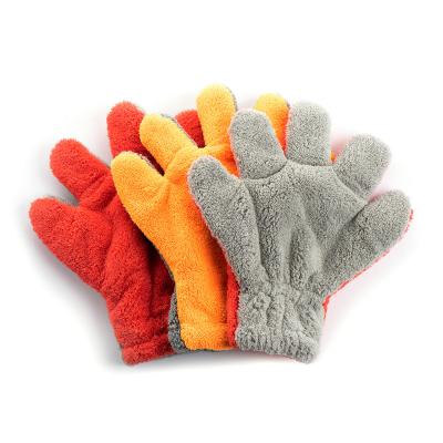 China Sustainable Microfiber Towel Car Detailing Microfiber Coral Fleece Car Wash Gloves Cleaning Cloth for sale