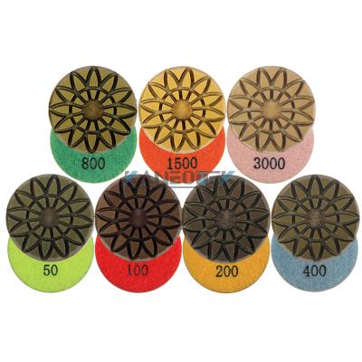 China KANEOTEK 3/4/5 INCH Wet Floor Diamond Polishing Pads For Terrazzo Concrete Stone Granite Marble for sale