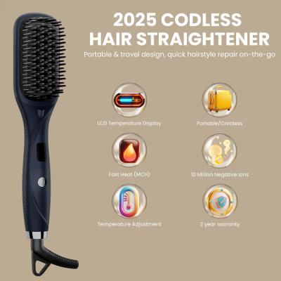 China Ultra-high Temperature Negative Ion Hair Straightening Comb With 2 Speed Settings And Over One Hour Battery Life for sale