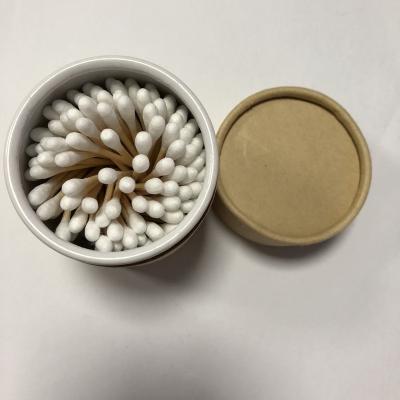 China Eco-friendly environmental cotton swab cotton buds with bamboo stick in paper box without any plastic for sale