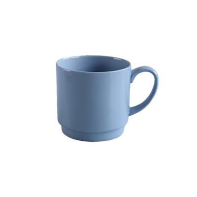 China Viable Drinkware Hot Mug With Handle Simple Matte Reusable Tea Milk Coffee Mug Household Solid Color Ceramic Blue Cup Mug Wholesale for sale