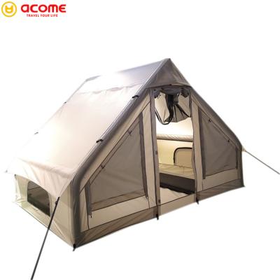 China Diagonal Tying Type ACOME 5-8 Person Outdoor Tent Cotton Canvas Glamping Cottage Camping Tent Luxurious Luxury Family Tent for sale