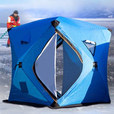 China Durable Portable Ice Fishing Shelter Winter Outdoor Camping Tourist Tent Three Layer Cotton Ice Fishing Tent 3-4 Person Warm For Fishing for sale